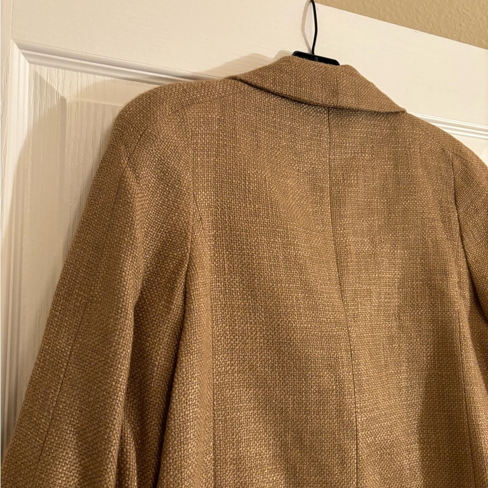 TALBOTS Cropped Tan Tweed Like Blazer with Buttons - Picture 9 of 9